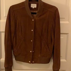 Sezane Suede Leather Bomber